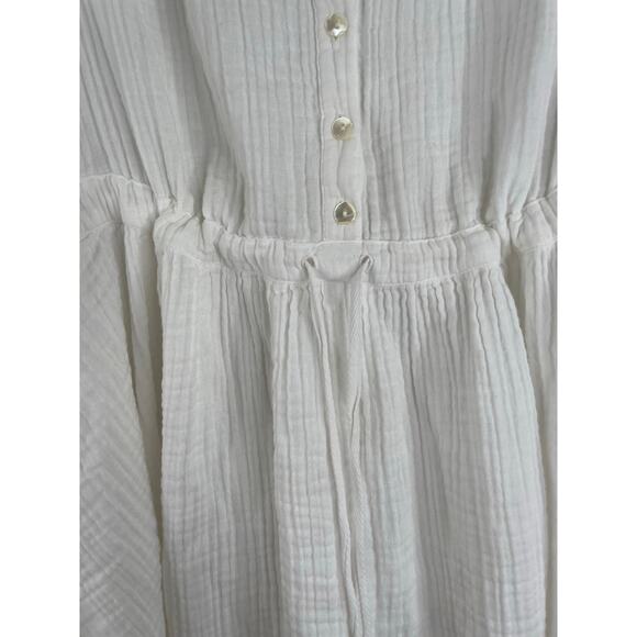 Xirena White Gauze Fit & Flare Minimalist Peasant Dress Size Small 100% Cotton - Picture 3 of 15